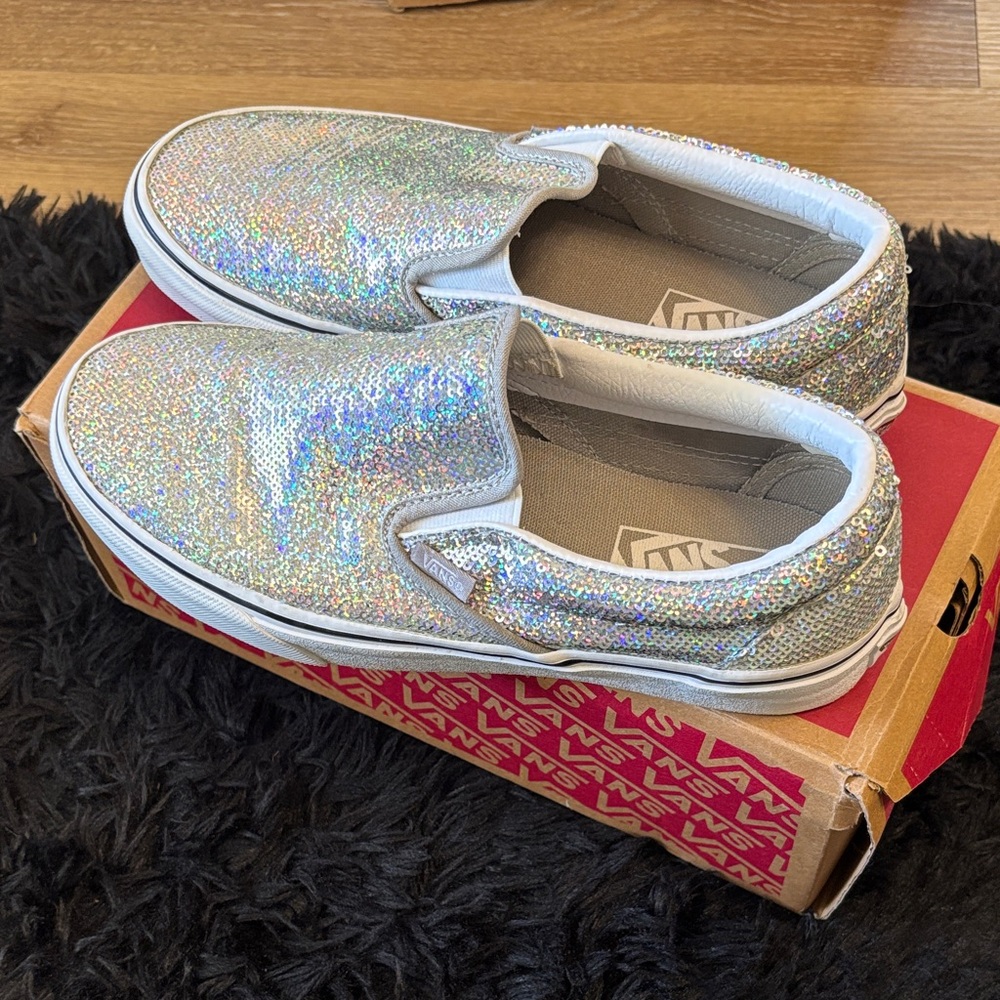 Vans Holographic Glitter Slip-On Sneakers
